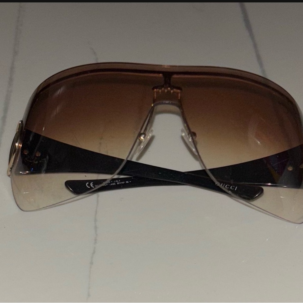 Authentic Gucci GG2711/S Strass Shield Sunglasses Y2K Horsebit Brown Gradient - Picture 2 of 11